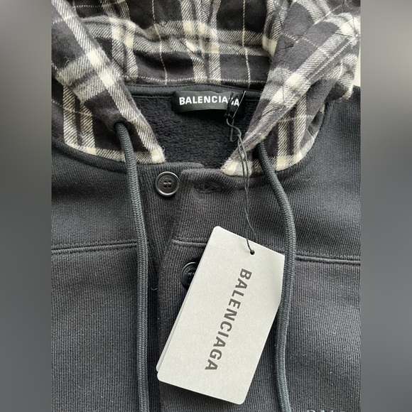 Balenciaga Oversized Rugby Style Black Hoodie in size Small - Picture 3 of 10